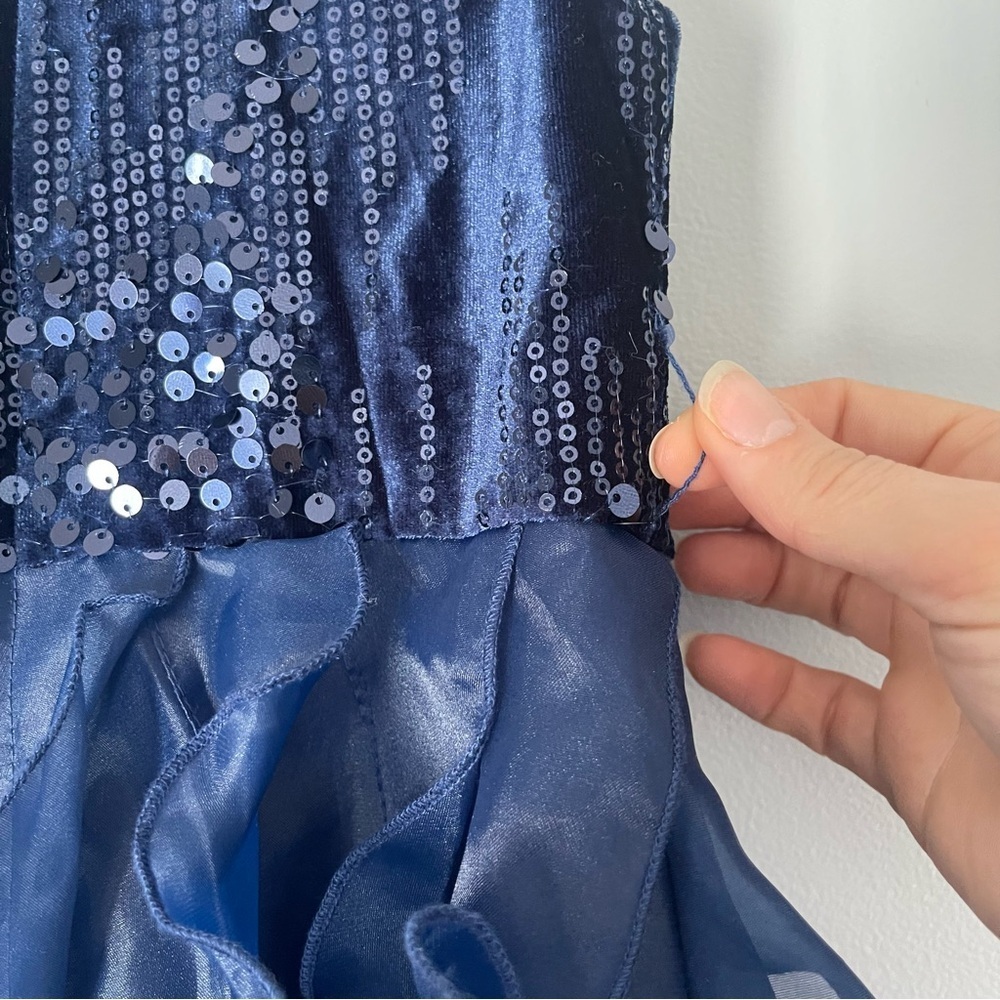 Rare Editions Size 6 Royal Blue Sequin Dress Tulle Formal Wedding Flower Girl - Picture 8 of 9